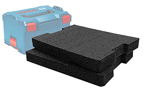 Shadow Foam L-Boxx Einsätze [Doppelpack] für Bosch L-Boxx 102-374 Schaumstoff für Sortimo L-Boxx Modular Werkzeugkoffer (50mm, Schwarz) von Shadow Foam
