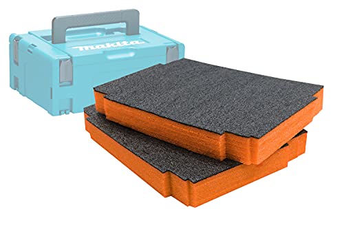 Shadow Foam Makpac Einsatz [Doppelpack] Anpassbarer Schaumstoff für Makita Makpac Modular Systeme | Ideal für Lean, 5S, Kaizen & Custom Organizer (50mm, Orange) von Shadow Foam