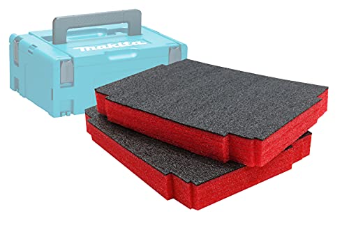 Shadow Foam Makpac Einsatz [Doppelpack] Anpassbarer Schaumstoff für Makita Makpac Modular Systeme | Ideal für Lean, 5S, Kaizen & Custom Organizer (50mm, Rot) von Shadow Foam