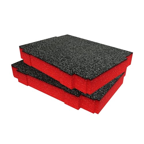 Shadow Foam Makpac Einsatz [Doppelpack] Anpassbarer Schaumstoff für Makita Makpac Modular Systeme | Ideal für Lean, 5S, Kaizen & Custom Organizer (50mm, Rot) von Shadow Foam