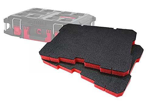 Shadow Foam Milwaukee Packout Werkzeugkoffer [Doppelpack], anpassbarer Schaumstoff für Milwaukee Packout Modular Systeme | Ideal für Lean, 5S, Kaizen & Custom Organizer (30mm, Rot) von Shadow Foam