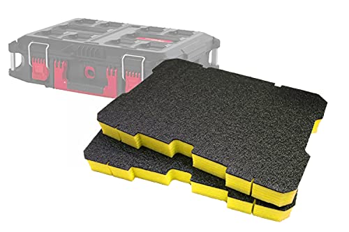 Shadow Foam Milwaukee Packout Werkzeugkoffer [Doppelpack], anpassbarer Schaumstoff für Milwaukee Packout Modular Systeme | Ideal für Lean, 5S, Kaizen & Custom Organizer (50mm, Gelb) von Shadow Foam