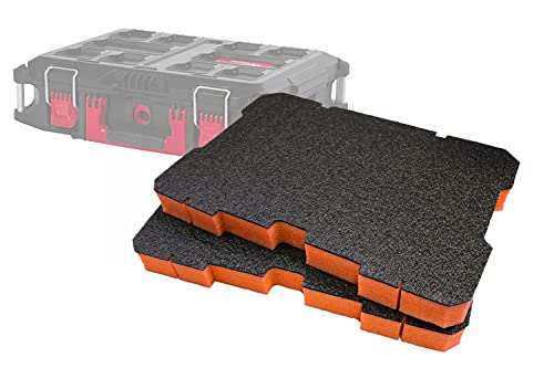 Shadow Foam Milwaukee Packout Werkzeugkoffer [Doppelpack], anpassbarer Schaumstoff für Milwaukee Packout Modular Systeme | Ideal für Lean, 5S, Kaizen & Custom Organizer (50mm, Orange) von Shadow Foam