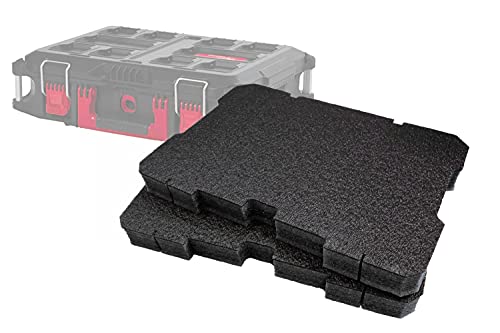 Shadow Foam Milwaukee Packout Werkzeugkoffer [Doppelpack], anpassbarer Schaumstoff für Milwaukee Packout Modular Systeme | Ideal für Lean, 5S, Kaizen & Custom Organizer (50mm, Schwarz) von Shadow Foam
