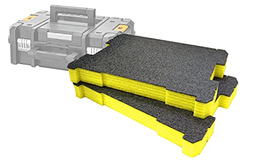 Shadow Foam TSTAK/ProStack Werkzeugkoffer-Einsatz [Doppelpack] anpassbarer Schaumstoff für DeWalt/Stanley Modular Systeme | Ideal für Lean, 5S, Kaizen & Custom Organizer (50mm, Gelb) von Shadow Foam