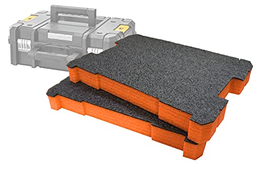 Shadow Foam TSTAK/ProStack Werkzeugkoffer-Einsatz [Doppelpack] anpassbarer Schaumstoff für DeWalt/Stanley Modular Systeme | Ideal für Lean, 5S, Kaizen & Custom Organizer (50mm, Orange) von Shadow Foam