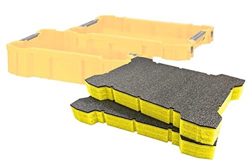 Shadow Foam ToughSystem 2.0 Tray Inserts [Doppelpack] für DeWalt ToughSystem | Werkzeugorganisation für Handwerkzeuge, Elektrowerkzeuge & Werkzeugaufbewahrung (50mm, Gelb) von Shadow Foam