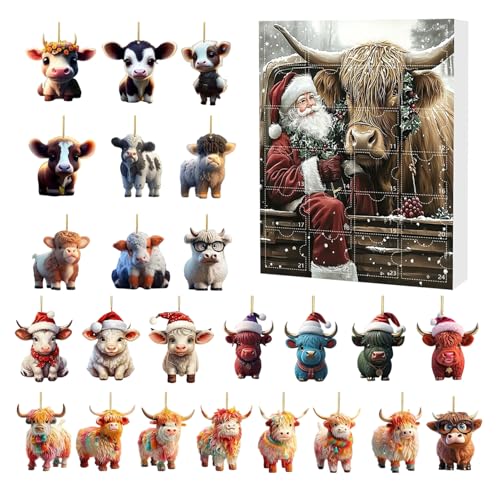 Shaersu Advent Countdown Kalender Highland Cow 24 Tage | Weihnachts Countdown Kalender Advent 2D Acryl Highland Cow Schmuck - Weihnachtsbaum Deko Für Fenster Wand Auto Innenspiegel Tür Kinder Und Shaersu Advent Countdown Kalender Highland Cow 24 Tage | Weihnachts Countdown Kalender Advent 2D Acryl Highland Cow Schmuck - Weihnachtsbaum Deko Für Fenster Wand Auto Innenspiegel Tür Kinder Und von Shaersu