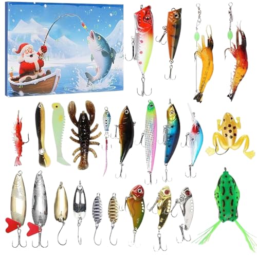 Shaersu Angler Adventskalender | Köder Set Adventskalender | Lustige Geschenkideen Partygaben für Angler Männer - Angelzubehör Set Für Erwachsene Jugendliche Shaersu Angler Adventskalender | Köder Set Adventskalender | Lustige Geschenkideen Partygaben für Angler Männer - Angelzubehör Set Für Erwachsene Jugendliche von Shaersu