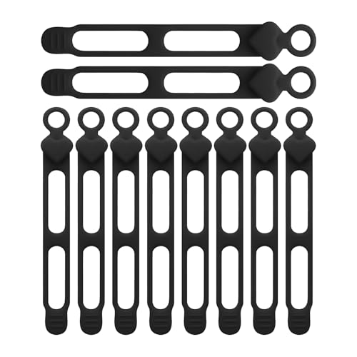 Shaersu Elektrische Kabelbinder - 10 Stücke Silikon Kabelbinder - Elastischer Multifunktions Befestigungs Und Bündelungs Organizer Für Schreibtisch Auto Aufbewahrung Lademanagement Outdoor von Shaersu