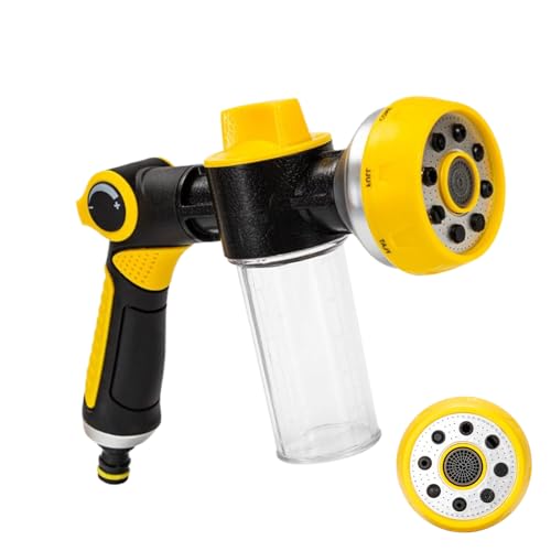 Shaersu Gartenschlauchdüse - Gartenschlauch Spraydüse mit Seifenspender-Flasche | Einstellbarer Reinigungssprühkopf Für Pflanzen Blumen Rasen Grundstück Einfahrt Haustiere Duschen von Shaersu