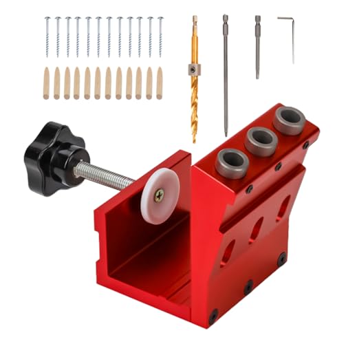 Shaersu Pocket Screw Jig, Taschenloch Bohrvorrichtung Set, 15° Winkelführung Verstellbar Mit Stufenbohrer Für Enge Räume Holzverbinder Möbelbau Heimwerkerprojekte von Shaersu