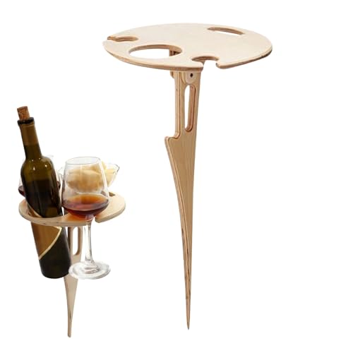 Shaersu Tragbare Picknicktisch Klappbar | Outdoor Picknicktisch Mit Getränkehalter | Holz Gestell Getränkeständer Für Garten Camping Terrasse Grillparty Wanderung Picknick Campingfeuer von Shaersu
