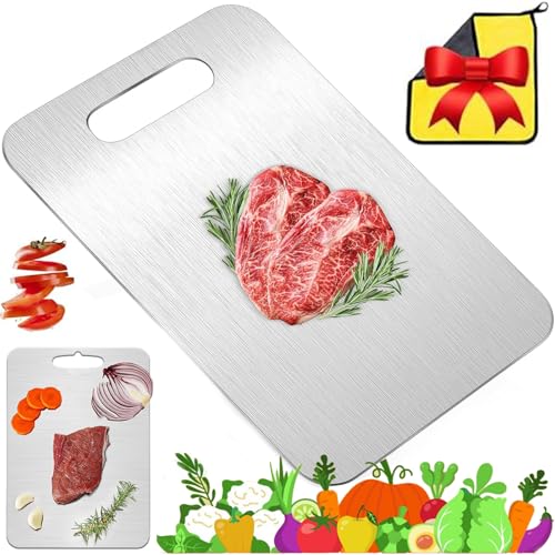 Katuchef Titanium Cutting Board, 100% Pure Titanium Cutting Board: No More Microplastics, Dull Knives, Safe & Clean Cooking (M: 11,8 x 7,8 Zoll/29 x 20 cm) von Shafaja