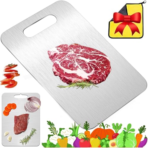 Katuchef Titanium Cutting Board, 100% Pure Titanium Cutting Board: No More Microplastics, Dull Knives, Safe & Clean Cooking (S: 9,4 x 5,9 Zoll/25 x 15 cm) von Shafaja
