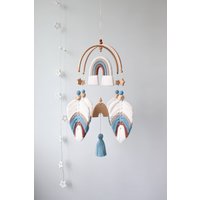 Makramee Regenbogen Mobile Für Babybett, Boho Baby, Baby Junge von ShaggyRedFox