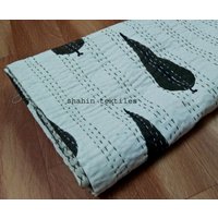 Hand Block Kantha Quilt, Baumwolle Bettbezug, Quilt Königin, Reine Werfen, Bettwäsche, Neue Home Decor Kunst von ShahinTextileStore