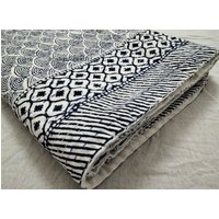 Handblock Druck Kantha Quilt, Baumwolle Wurf, Bettbezug, King Size von ShahinTextileStore