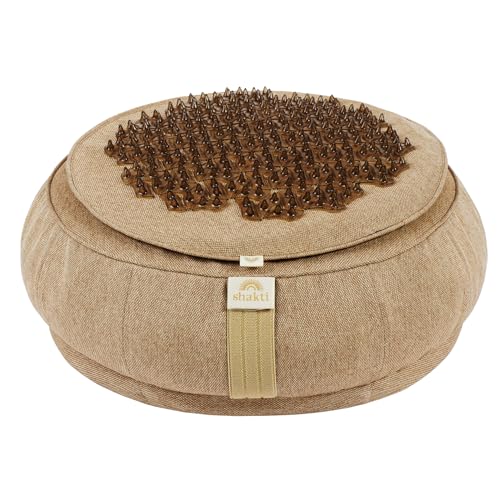 ShaktiMat [Das Original seit 2007 Meditationskissen - Herausnehmbares Akupressur-Pad aus Memory-Schaum mit 276 ABS1-Spikes - Sitzkissen rund für Yoga & Meditation - Sandelholz von ShaktiMat