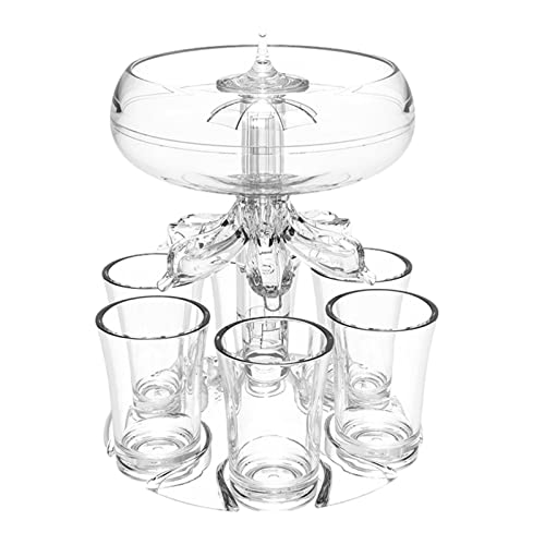 Schnapsglas-Spender, transparenter 6 Schnapsglas-Spender und Halter mit Gläsern, ausgefallener Party-Getränkespender, Likörspender für Getränke, Whiskey, Cocktails, Hausbar-Zubehör von Shakven