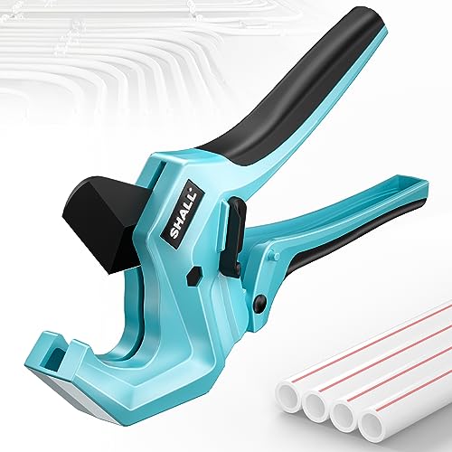 SHALL 1-5/8 (44 mm) Kunststoff-Rohrschneider, PVC-Schneider, Ratschen-Rohrschneider zum Schneiden von PEX-, PVC- und PPR-Kunststoffschläuchen mit 44 mm Außendurchmesser, hochwertige Kunststoffrohre von Shall