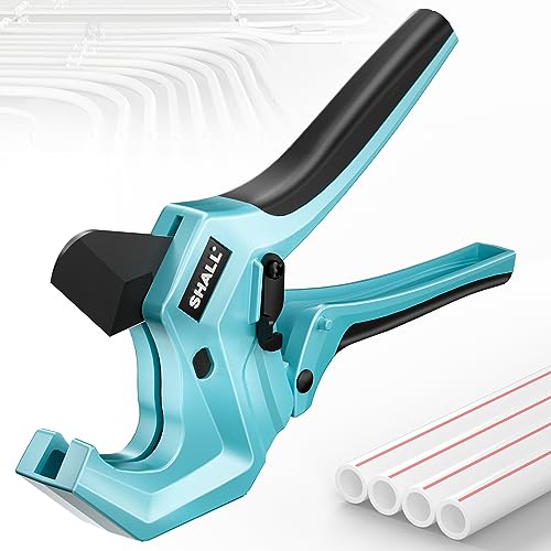 SHALL 2,5 Zoll (63 mm) Kunststoff-Rohrschneider, PVC-Schneider, Ratschen-Rohrschneider zum Schneiden von PEX-, PVC- und PPR-Kunststoffschläuchen mit 63 mm Außendurchmesser, hochwertiges Kunststoffrohr von Shall