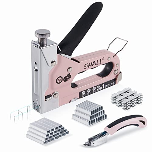 SHALL 3-in-1-Tackerpistole, robust, mit 3000 Heftklammern, Hefterentferner, manueller Nagler mit spezifischen Heftklammern, Auslasspositionsanzeige von Shall