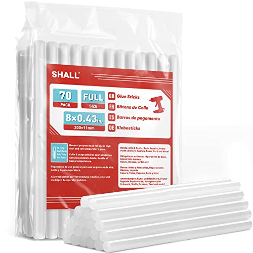 SHALL Heißklebestifte, 11mm x 200 mm, 70er-Pack Klare Heißklebepistolensticks für All-Temp-Klebepistolen，Handwerksversiegelung,Festivaldekoration von Shall