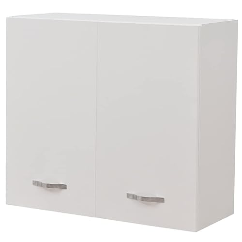Shally Dogan Hängeschrank für die Küche, Hängeschrank aus Holz mit Zwei Türen, 1 Regal und 2 Fächern, geräumiger und robuster Wandschrank, Maße: 80 x 32 x 72 cm (weiß) von Shally Dogan