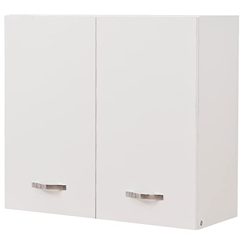 Shally Dogan Hängeschrank mit Abtropfschale für die Küche, Wandschrank aus robustem Holz, Hängeschrank mit Zwei Türen und Zwei Regalen, Maße 80 x 32 x 72 H cm (Weiß) von Shally Dogan