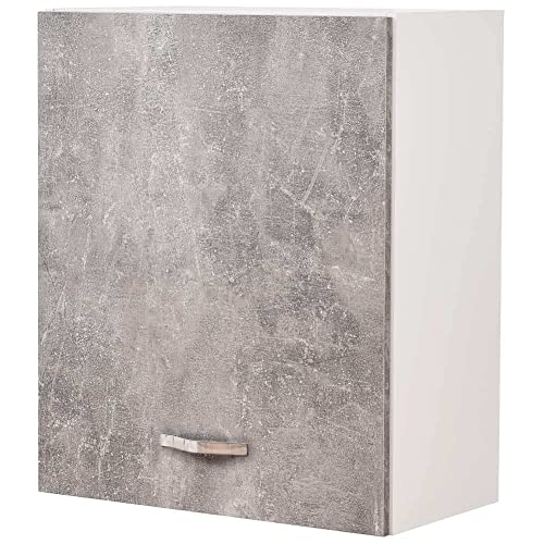 Shally Dogan Wandschrank, Hängeschrank aus Holz mit Einzeltür, 1 Ablage und 2 Fächern, geräumig und langlebig, Farbe Zementgrau, Abmessungen 60 x 32 x 72 cm von Shally Dogan