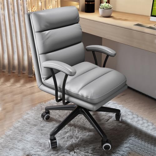 Shally Dogan Schreibtischstuhl mit Verstellbarer Rückenlehne mit hoher Dichte, Bürostuhl mit Kunstlederbezug, ergonomisches Design, ideal für Schlafzimmer, Arbeitszimmer, Arbeit (hellgrau) von Shally Dogan