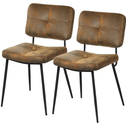 Shally Dogan Set mit 2 Esszimmerstühlen mit Füßen aus schwarzem Stahl und Sitz und Bezug aus Kunstleder, ergonomischer Stuhl im nordischen Design, ideal für Schlafzimmer, Küche, Büro von Shally Dogan