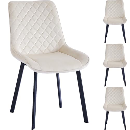 Shally Dogan Set mit 4 Stühlen für Esszimmer, Haus, Büro, Wohnzimmer, Wartezimmer, ergonomischer Stuhl mit Samtbezug und schwarzen Füßen, Sessel modernes Design, bequem mit robuster Struktur (Beige) Shally Dogan Set mit 4 Stühlen für Esszimmer, Haus, Büro, Wohnzimmer, Wartezimmer, ergonomischer Stuhl mit Samtbezug und schwarzen Füßen, Sessel modernes Design, bequem mit robuster Struktur (Beige) von Shally Dogan