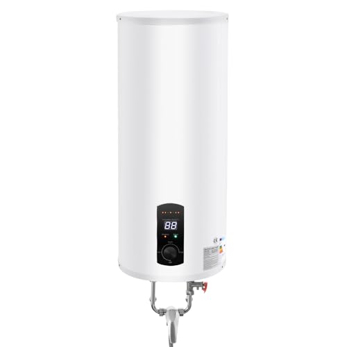 Elektrische Durchlauferhitzer 60L, Warmwasserspeicher 2KW, Wandhängender Boiler 25-75°C, Warmwasserboiler mit LED Temperaturanzeige & Duschset, Druckloser Wasserheizung Berührungssteuerung von Shalmidor
