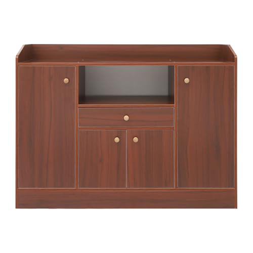 Küchenschrank mit Arbeitsplatte, Kaffeebarschrank, Küchenkommode mit 1 Schubladen, 4 Tür, Sideboard, Sideboard-Küche mit Löcher Speicher, Buffetschrank für Küche, Esszimmer, Wohnzimmer (Braun) von Shalmidor