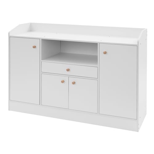 Küchenschrank mit Arbeitsplatte, Kaffeebarschrank, Küchenkommode mit 1 Schubladen, 4 Tür, Sideboard, Sideboard-Küche mit Löcher Speicher, Buffetschrank für Küche, Esszimmer, Wohnzimmer (Weiß) von Shalmidor