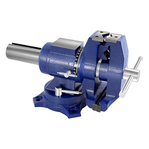Multiachsen Schraubstock 125mm, Schraubstock für Werkstatt Hohe Präzision, Werkbankschraubstock Flacher & Runder Kiefer, 360° Drehbar, Tischschraubstock zum Schärfen Schleifen Schneiden von Shalmidor