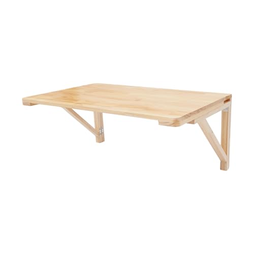 Wandmontierter Klapptisch Aus Massivholz, Klapptisch Wandtisch, Wandklapptisch, Kleiner Wandtisch für Laptoptisch, Platzsparender Schwimmender Drop-Leaf Schreibtisch (Holzfarbe 80x50x30 cm) von Shalmidor