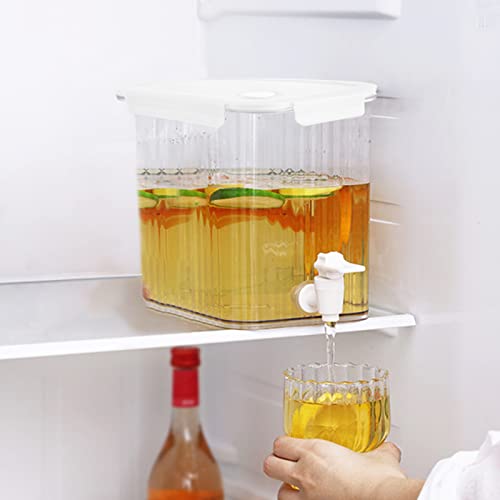 3,5-Liter-Getränkespender mit Zapfhahn, Kühlschrank-Limonadenkrug, Kunststoff-Wasserspender für Tee und Saft, weiß von Shalwinn