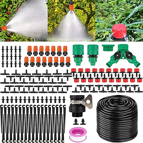 Bewässerungssystem Garten, Bewässerung Kit Tröpfchenbewässerung 40m Automatische Gartenbewässerung 158Pcs Micro Drip Irrigation System für Landschaft, Flower Bed, Terrasse Pflanzen von Shalwinn