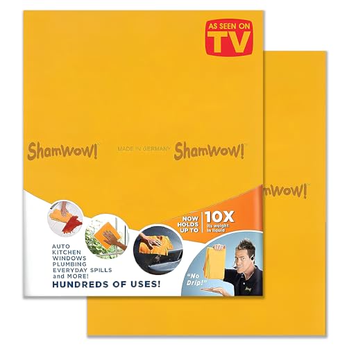 ShamWow Die Original - Super Absorbent Multi-Purpose Cleaning Shammy (Chamois) Tuch-Tuch, maschinenwaschbar, wird nicht kratzen, 2er-Pack Orange von ShamWow