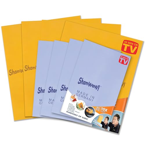 ShamWow Das Original - Super Absorbent Multi-Purpose Cleaning Shammy (Chamois) Tuch-Tuch, maschinenwaschbar, wird nicht kratzen 8er Orange und Blau von ShamWow