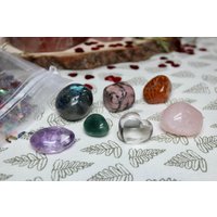 7-Teiliges Love & Dreams-Kristallset Mit Klarem Quarzherz, Gal/Valentinstagsgeschenk, Herzbox, Getrocknete Blumen, Geschenkverpackung, Kostenloser von ShamanicCrystals