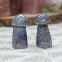 A + Traubenachat Pilz Paar Mit Druzy, 1.6 Oz Geschnitzte Lila Kristallpilze Aus Indonesien von ShamanicCrystals