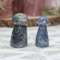 A + Traubenachat Pilz Paar Mit Druzy, 1.9 Oz Geschnitzte Lila Kristallpilze Aus Indonesien von ShamanicCrystals