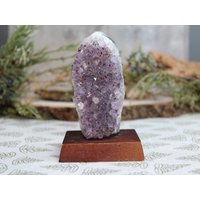 Aa + Amethyst Gruppe Auf Achat Stein-Matrix Mit Druzy Holz Basis, 220 Ml Kristall Basis Aus Brasilien von ShamanicCrystals