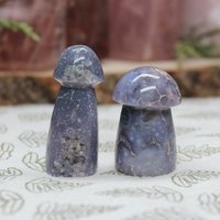 Aa + Traubenachat Pilz Paar Mit Druzy, 2.0 Oz Geschnitzte Violette Kristallpilze Aus Indonesien von ShamanicCrystals