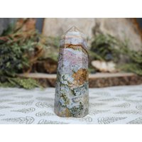 Aaa+ Ozean Jaspis Turm Mit Druzy Und Bergkristall, 160 Ml Polierter Generatorpunkt Aus Indonesien von ShamanicCrystals