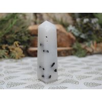 Quarz Mit Schwarzem Turmalin-Kristallturm Regenbogen, All Polish Obelisk Spitze, 100 Ml, Aus Brasilien von ShamanicCrystals